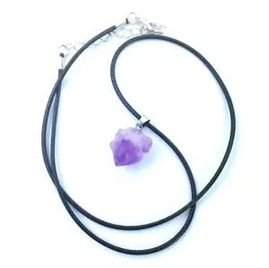 Natural Amethyst Raw Crystal Necklace.