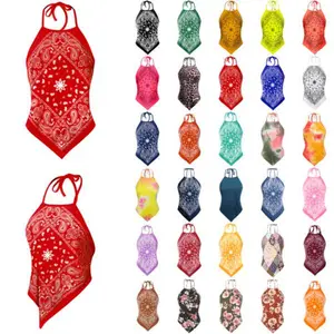 MixMatchy Sexy Paisley Bandana/ Tie dye Halter Top Shirt- Made in USA Fit Sleeveless