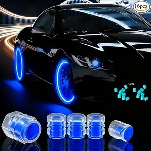 16 Pcs Tire Valve Caps, Fluorescent Valve Rod Covers, Durable, Easy Installation, Cool Car Accessories for SUV, Bicycle, Motorcycle, Truck