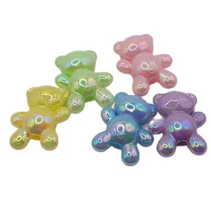 Iridescent Teddy Bear Beads for DIY Crafts and Beaded Pens in Assorted Colors Perfect for Creative Projects