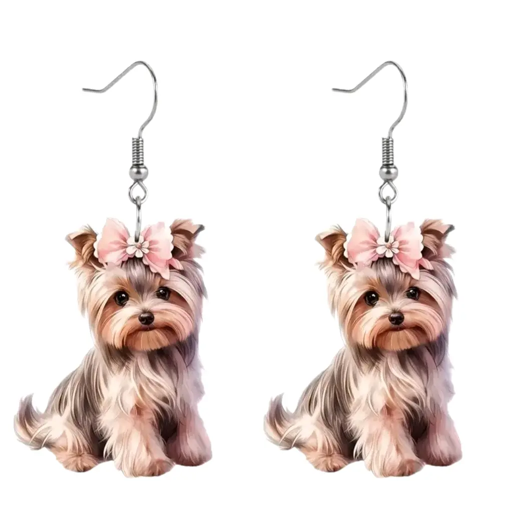 Cute Yorkshire Terrier Acrylic Earrings - Lightweight, Stylish Y2K Design for Dog Lovers and Fashion Enthusiasts