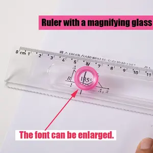 Latest Style 20cm Ruler with Magnifier, Portable Design, Office Supplies, School Stationery, Measuring Tool, Mobile Magnifier