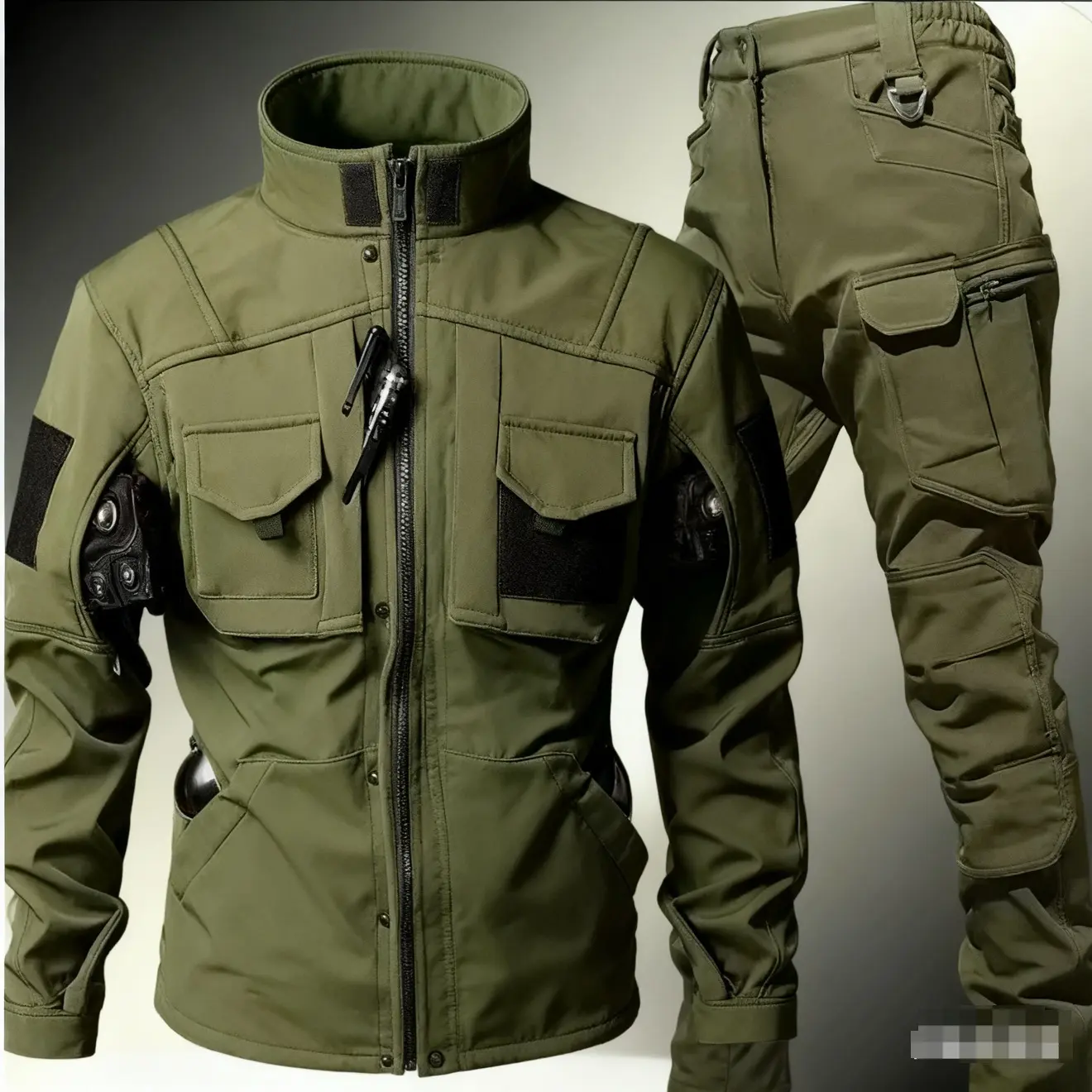 A set of green top and pants (excluding