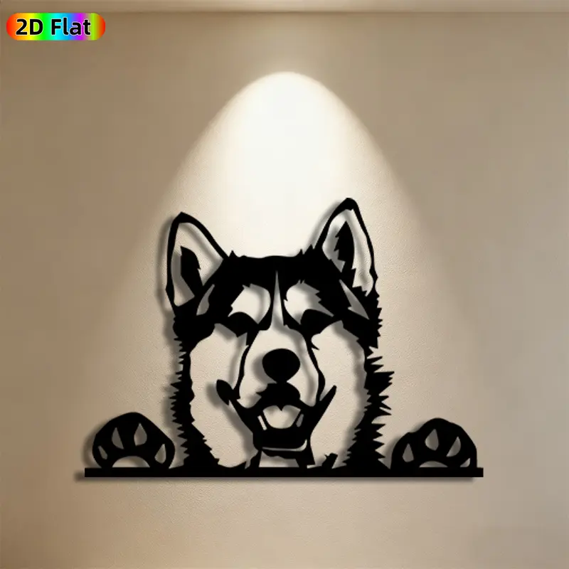 1pc Husky Metal Wall Art,Husky Statue Mural, Ideal Gift for New Year, Easter, Husky Enthusiasts, Rust-Resistant Metal Wall Decor Wall Sculptures, Perfect for Living Room Wall & Garden Fence Husky Enthusiasts