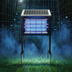 Solar Bug Zapper Outdoor/Indoor, 4000mAh Rechargeable Mosquito Killer & UV Insect Fly Trap, Auto Light Sensor, IP65 Waterproof, 2-in-1 Ground Stake & Hanging Bug Zapper for Patio, Camping, Yard, Farm & Home, Automatic