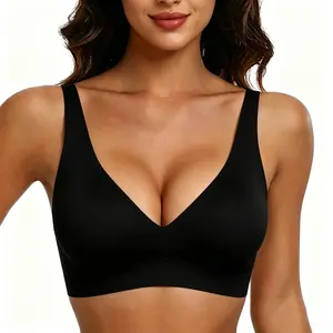 Wireless Bras Women Seamless No Underwire Push Up Bra Supportive Deep V Bralette Everyday Comfortable T-Shirt Bra