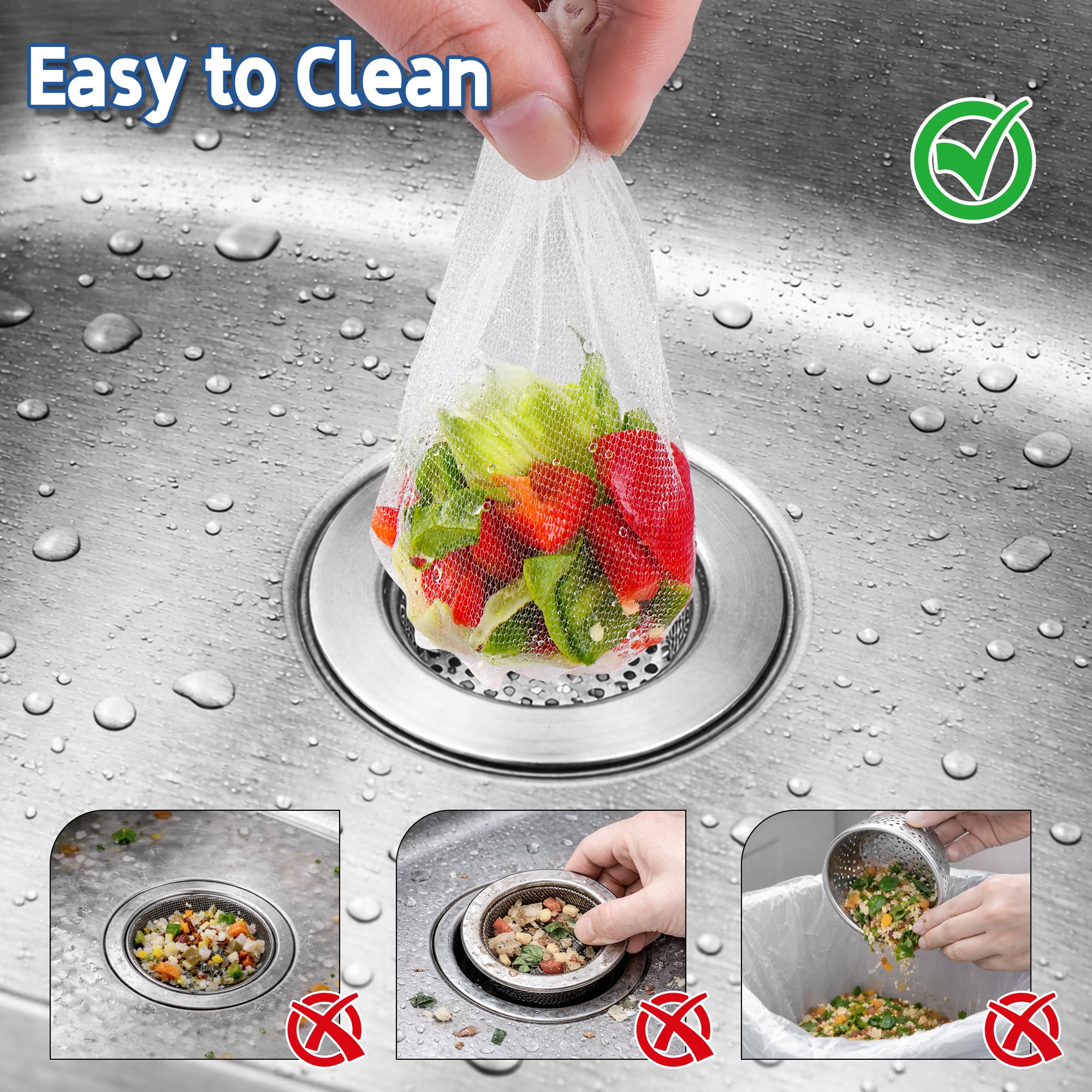 300 Pack Disposable Mesh Sink Strainer Bags Eco-Friendly Polyester Clog Prevention Easy Clean Up Fits Most Sinks 4"x4" Drain Covers Sourdough Catcher 300 Pack Disposable Mesh Sink Strainer Bags Eco-Friendly Polyester Clog Prevention Easy Clean Up Fits Most Sinks 4"x4" Drain Covers Sourdough Catcher