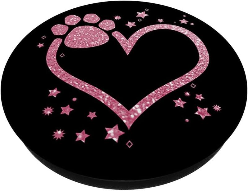 Rose Pink Paw Heart Cute Dog Cat Love Valentines Day PopSockets Adhesive PopGrip