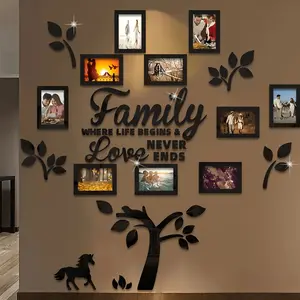 3D Acrylic Photo Frame Wall Decor, 1 Set DIY Photo Collage Gallery Wall Sticker, Wall Decor for Home Office Wedding School, Ornaments, Home Decor Accessory