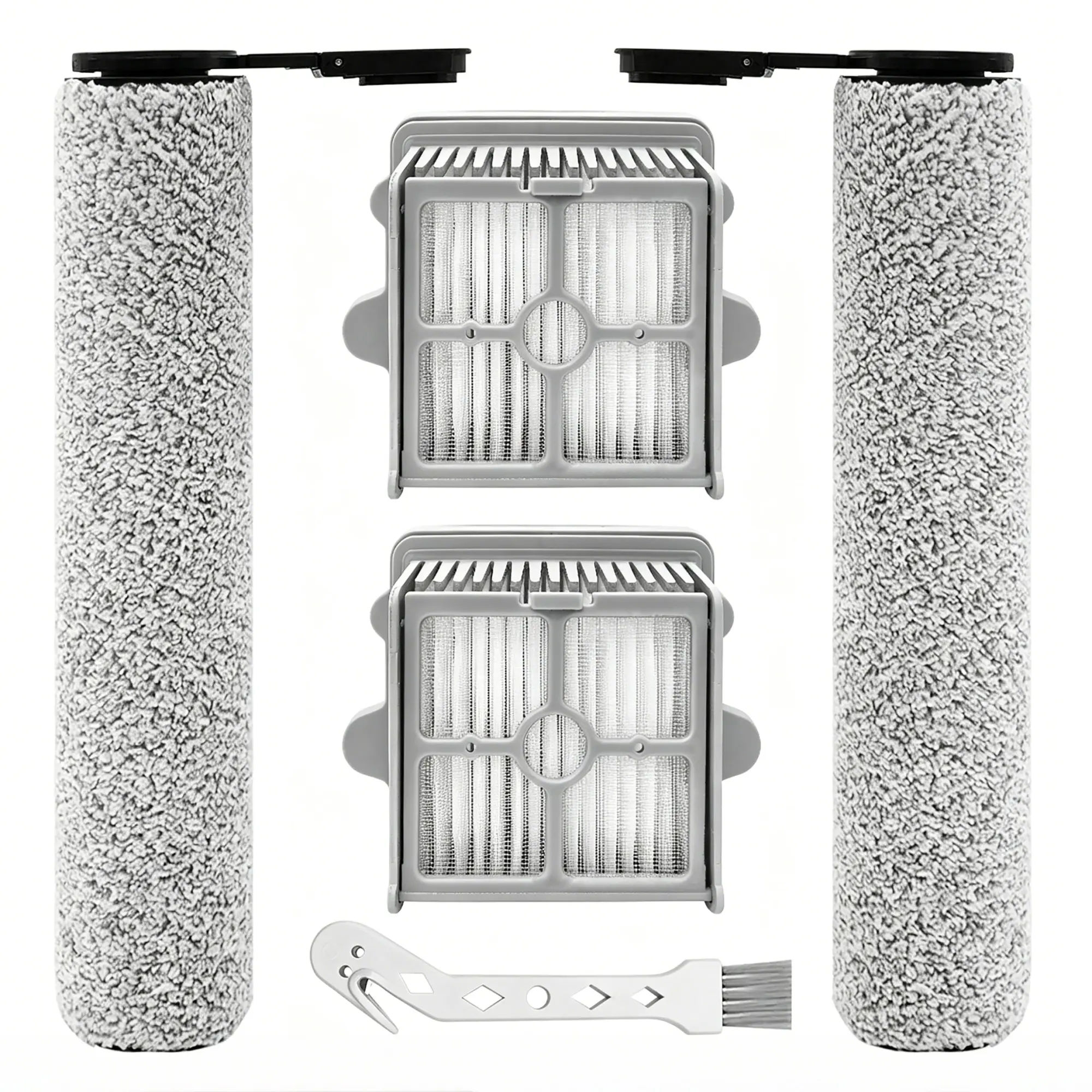 HOME TIMES F25 Brush Roll and HEPA Filter Replacement Kit Accessories Compatible with Roborock F25/F25 ACE/F25 ALT/F25 LT/F25 RT/F25 ACE/F25 GT/F25 Ultra Cordless Wet Dry Vacuum Cleaner,2 Brush Rollers + 2 HEPA Filters + 1 Cleaning Brush