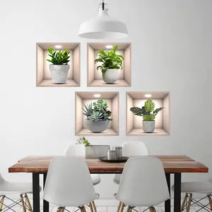 Bonsai Tree Vinyl Wall Decal | 3D Green Leaves Peel and Stick Wallpaper Poster | Removable Plant Sticker for Living Room, Kitchen & Home Decor