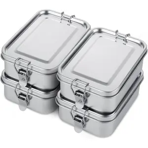 4 Pack 850ml Stainless Box for Adults, 29oz Bento Box with 2 Compartments, Leak-Container with Lockable Clips, for Travel, Work