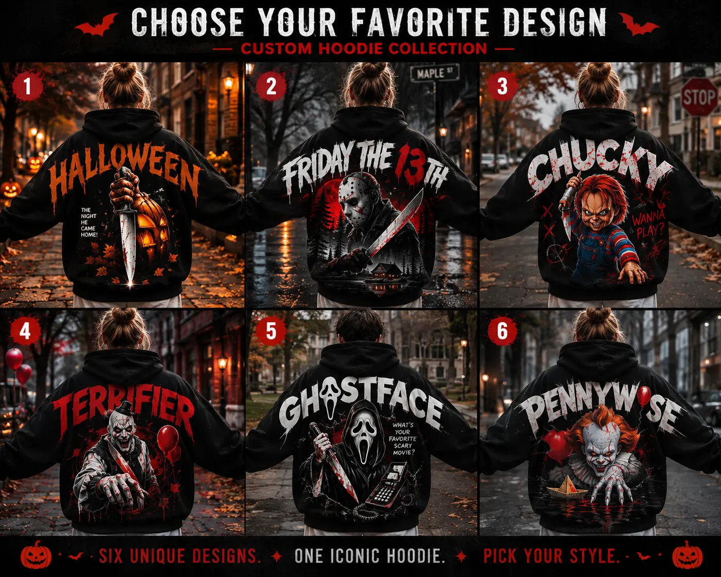 Custom Horror Movie Character Hoodie, Halloween Night Hoodie, Halloween Movie Sweatshirt, Spooky Season