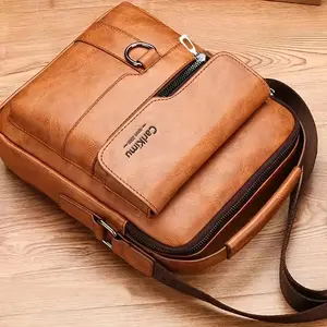Men Messenger Bag, Vintage Large Capacity Shoulder Bag, Business Handbag, Travel Cross Bag Briefcase (Zipper Direction and Strap Assorted Variety) Father's Day Gift