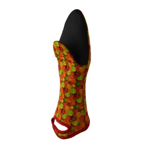 Oven Mitt Neoprene Potholder in Red Green and Orange Vegetable Pattern