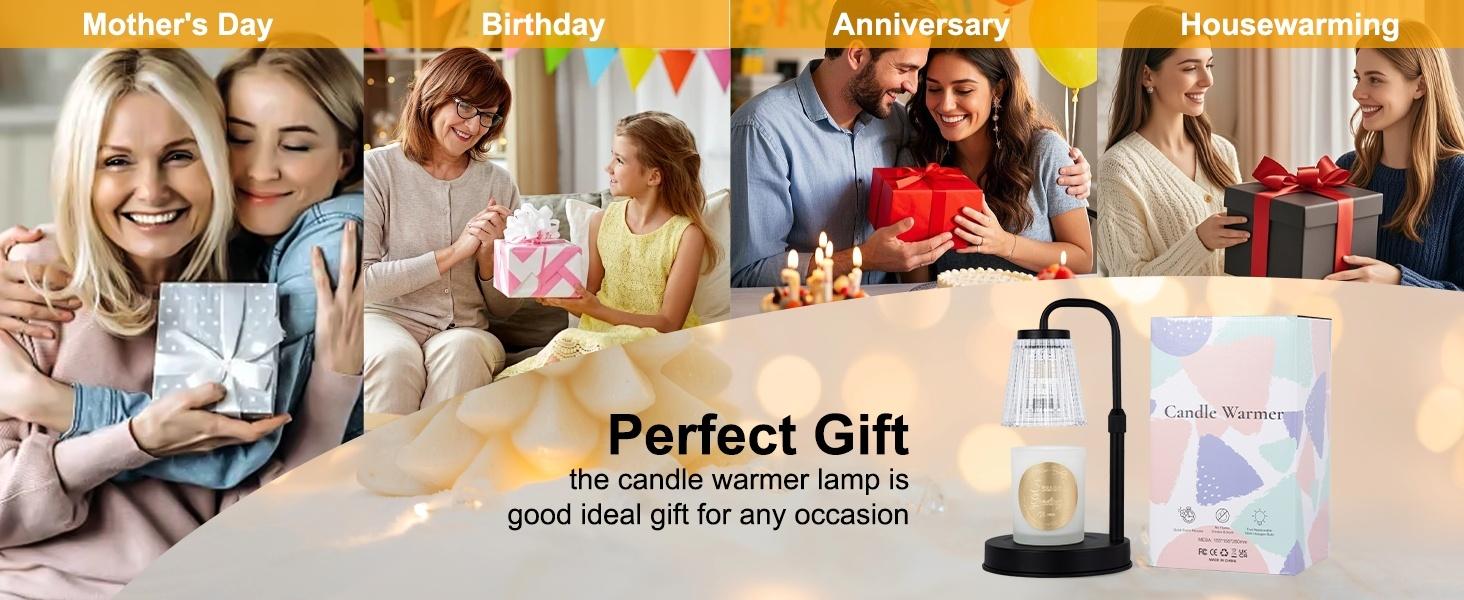 Black Candle Warmer Lamp WithTimer and Dimmer,Fragrance Electric Wax Melt Warmer with 2 Bulbs,Scented Jar Lamp,Mother's Day Home Decor,Adjustable Height