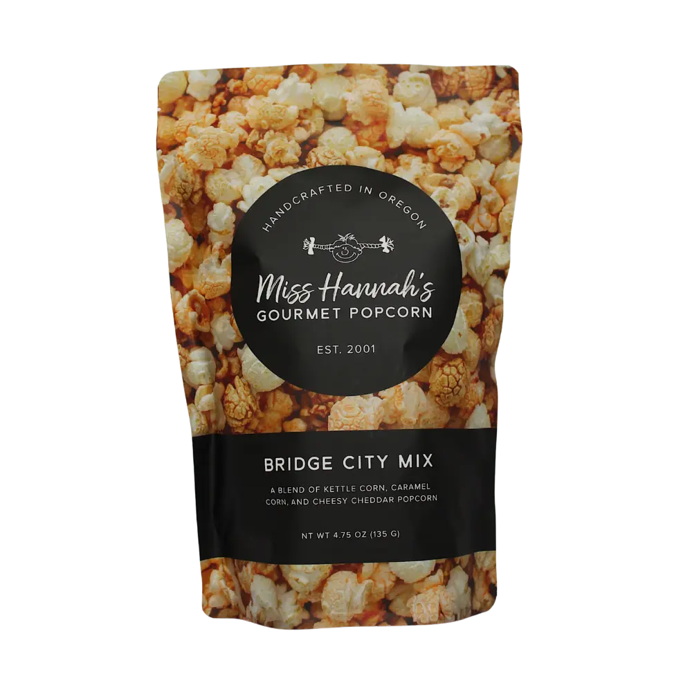 Miss Hannah's Gourmet Popcorn Bridge City Mix - Caramel Corn Kettle Corn & Cheesy Cheddar Popcorn Kernels Sweet Savory Crispy Snacks