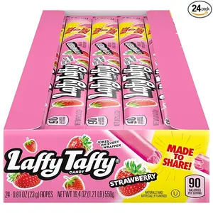 Laffy Taffy Rope Candy Strawberry Flavor 0.81 Ounce Ropes Pack of 24 Made to Share 90 Calories per Serving