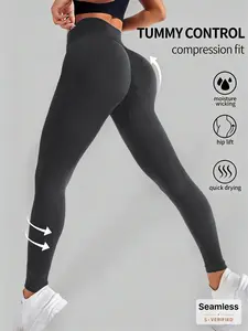 Plus Size Women's High Waist Yoga Pants, Stretch Fabric Activewear, Butt Lifting, Tummy Control, Non-Transparent, Ideal for Exercise and Running, Ultimate Comfort, Seamless Yoga Leggings