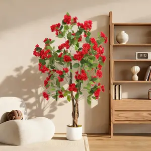 OUTGOODS Artificial Osmanthus Tree, Faux Osmanthus Plant in Pot with 252 Lifelike White Flowers & Natural Wood Trunk, Indoor Outdoor Fake Plants Floor Flower Trees Decor