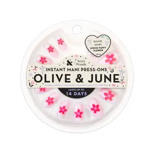 Stevie Puffy Flower - Avery Woods Press On Nails | Short | Round