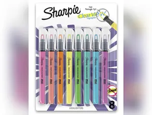 Sharpie Clear View Highlighter Sticks, Chisel Tip, Assorted Fluorescent, 8 Count