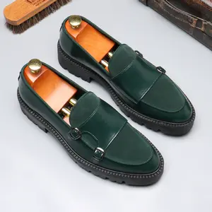 Men's Platform Loafers - Shiny Slip-On Leather Shoes with Height Boost for Trendy Parties & Performances