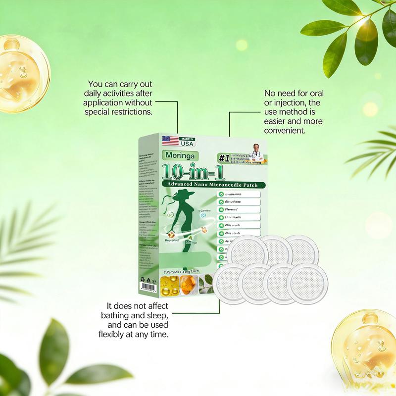 Moringa 10-In-1 Advanced Nano MicrodartsPatch 10-In-1 Firms Skin Natural Ingredients Suitable for All Skin Types