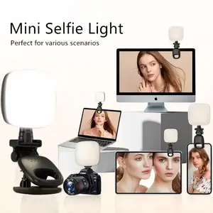 "Portable LED rechargeable selfie light withfront and rear clip-on cell phone light, adjustable 9lighting modes for cell phone,IPhone, Android, IPad, laptop, makeup, selfie,video conference"