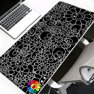 Black and White Smiley Face Extended Mouse Pad | Y2K Pop Art Desk Mat | Oversized Non-Slip for Gamers & Trendy Fans | Retro Psychedelic Aesthetic | Perfect for Gaming Setup #SmileyFace #Y2KPopArt #PsychedelicPattern #RetroGaming #GamingAccessory