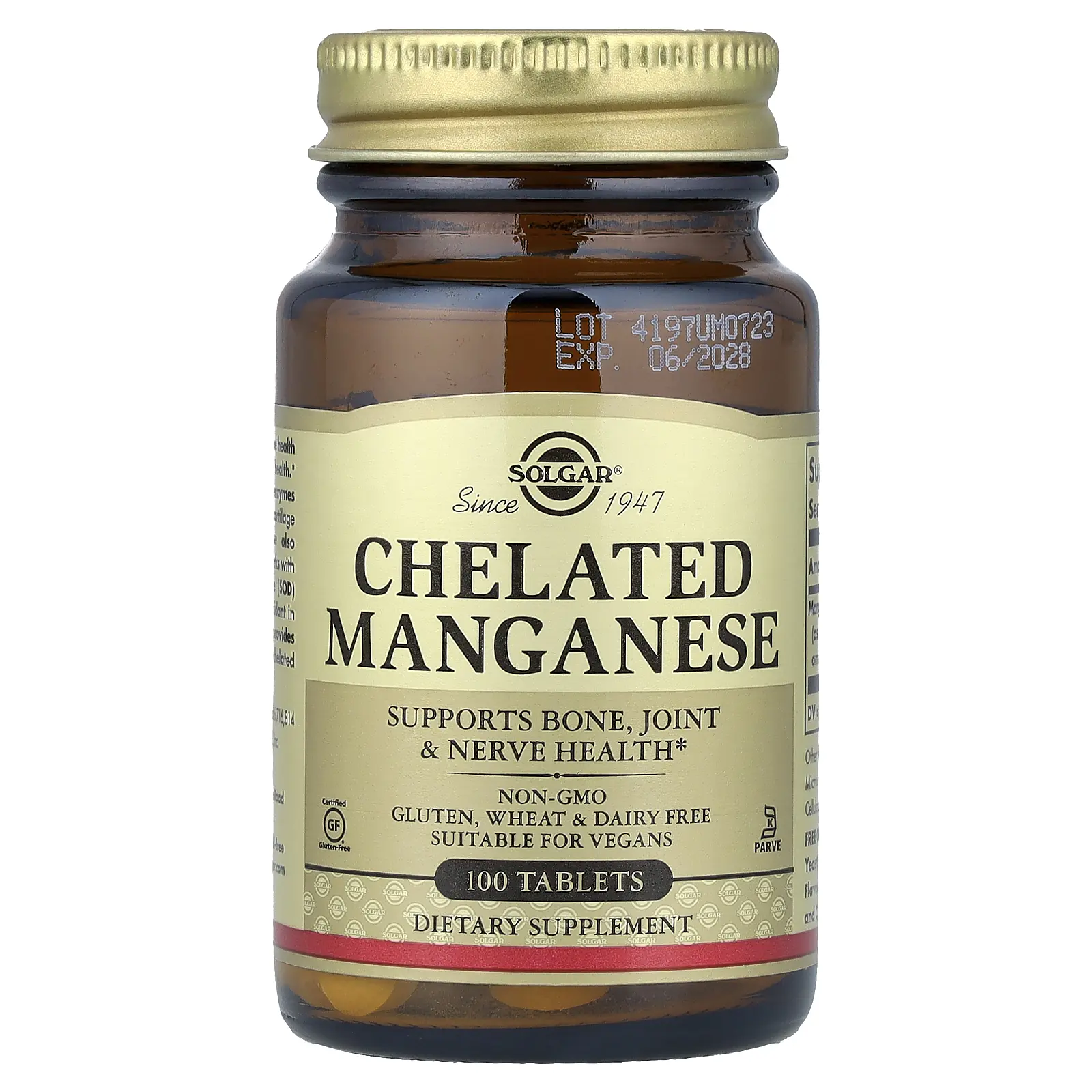 Solgar Chelated Manganese, 100 Tablets (8 mg per Tablet)