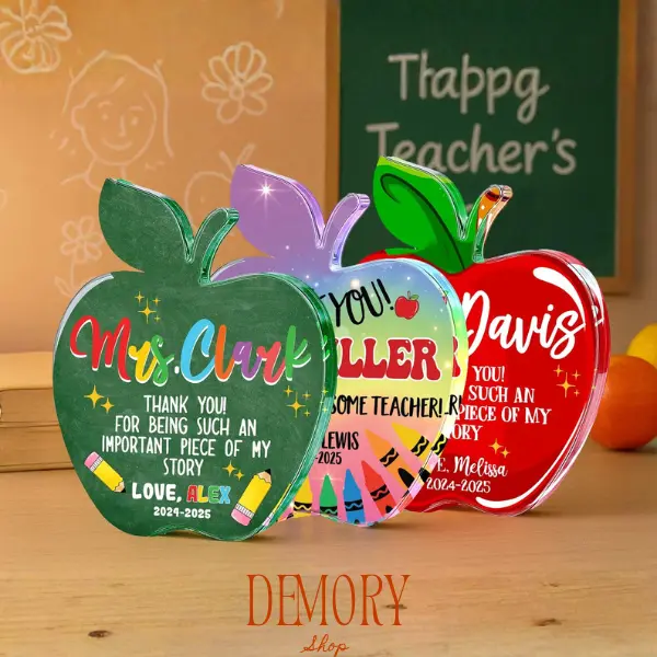 Apple Acrylic Plaque For Teacher, Teacher Appreciation Gifts, Personalized Teacher Gift Idea, Custom Teacher Classroom Gifts, Back To School Gift