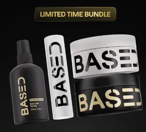 BASED Texture & Hold Duo: Sea Salt Spray & Hair ClayBundle Non-Toxic Volumizing Spray with Kelp & B5 +Strong Hold Texturizing Clay with Santal Sandalwood, LowShine