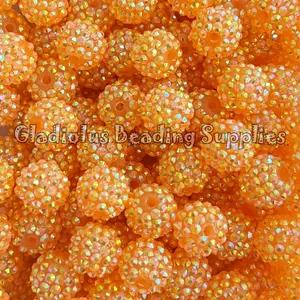 16mm Rhinestone Beads, Pale Orange Colors, Resin Beads, Loose beads, Chunky Beads, Round Beads, Gumball Beads, Crafting Supplies