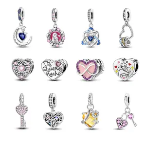 MULA Infinite Love Series Charms and Beads - 925 Silver and Zirconia Inlaid Heart Design, Suitable for Pandora Bracelet, Perfect Women's Gift, Showing Eternal Love and Romance