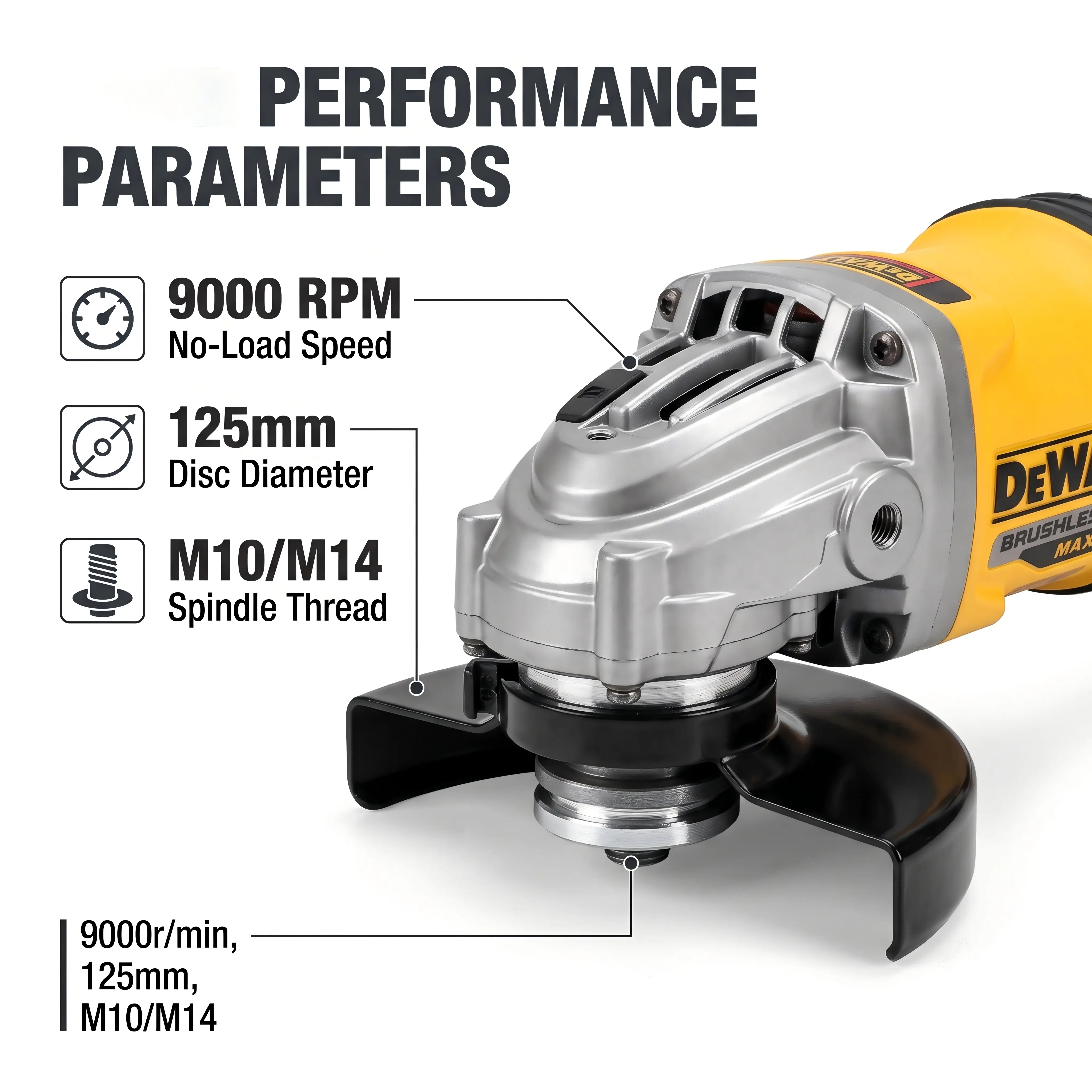 DEWALT DCG405 Angle Grinder - 125mm Wheel, 9000RPM, M10/M14 Spindle, for Metal and Stone Cutting dual speed homedecor auto switch outdoor survival food scale