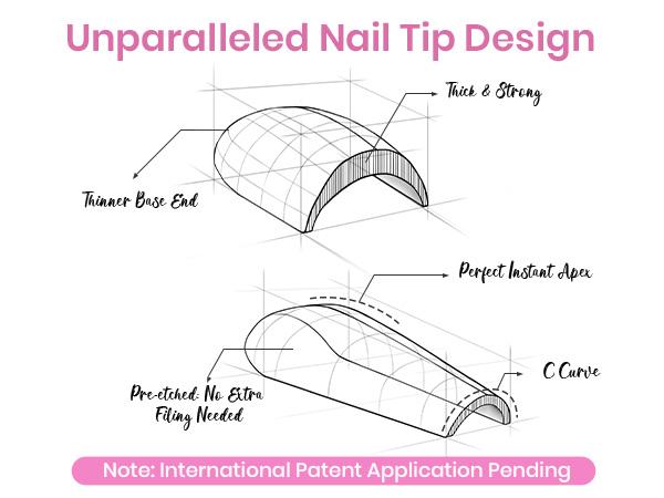 Beetles Tipex Lite Apex Nail Tips Kit 192PCS All in One Kit with UV Nail Glue, Base & Top Coat, Mini Nail Lamp, Nail Clipper & Cuticle Nipper,Pre-Building Pre-Etched Acrylic Tips Kit