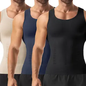 Men's shapewear vest - breathable high elasticity nylon, suitable for daily use and gym exercise, with tight support for abdominal folds, providing body shaping and back support Workout Activewear Tummy Vest Strength Training Vests