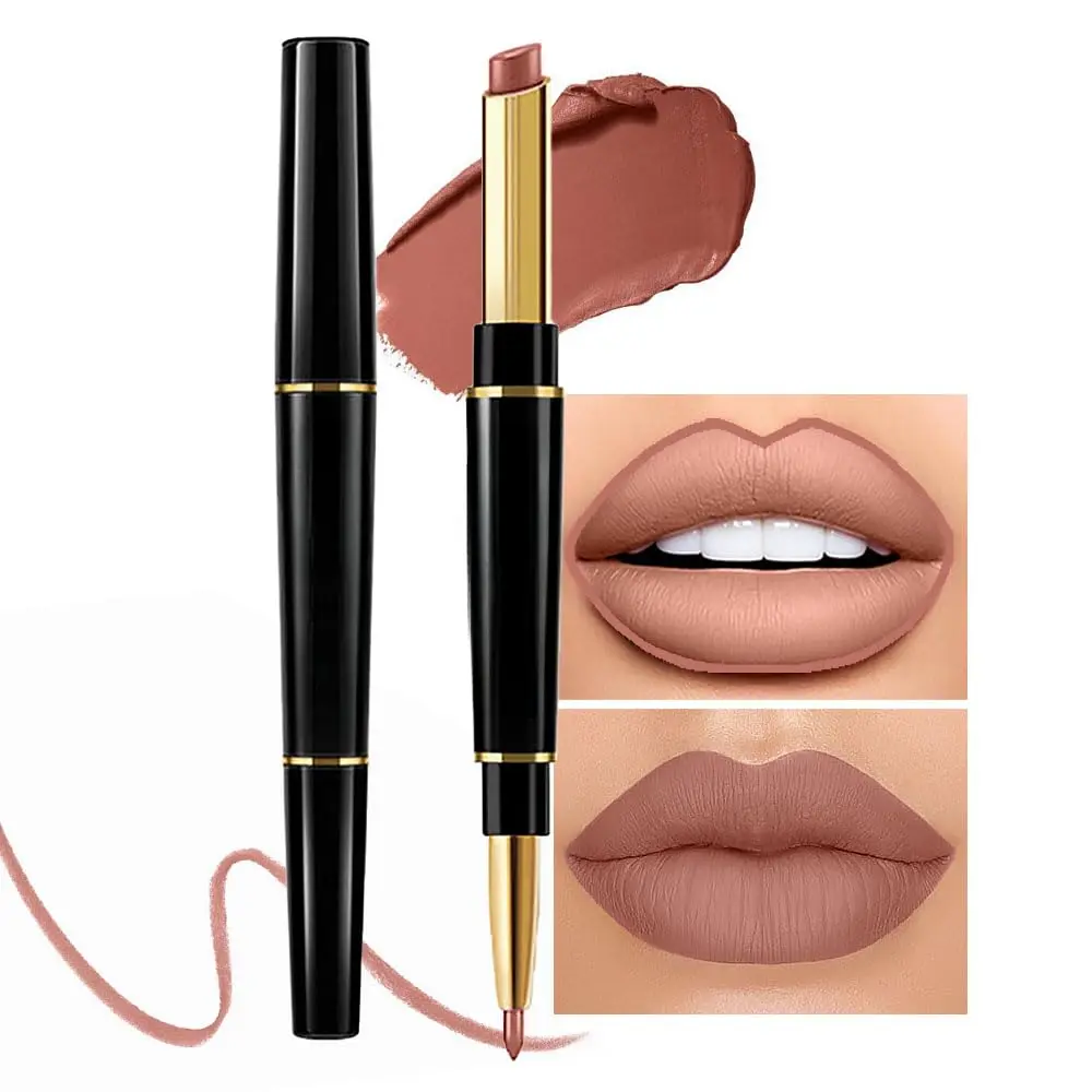 1Pcs Nude Brown Lip Liner and Lipstick Set Kit for Women DNM Matte Lips Kit with Lip Liner Lip Stains Long Lasting Waterproof 24 Hour Lipstick and Lip Liners Combo Lipliners Pencil Set 12# liquid eyeliner