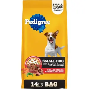 Pedigree Dry Dog Food for Adult Small Dogs, Grilled Steak and Vegetable Flavor, 14 lb. Bag