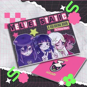 Velvet Static Coloring Book Vol. 1 by Poison Hikari - Thick Cardstock Paper - Hand Draw - Includes Paper Protector