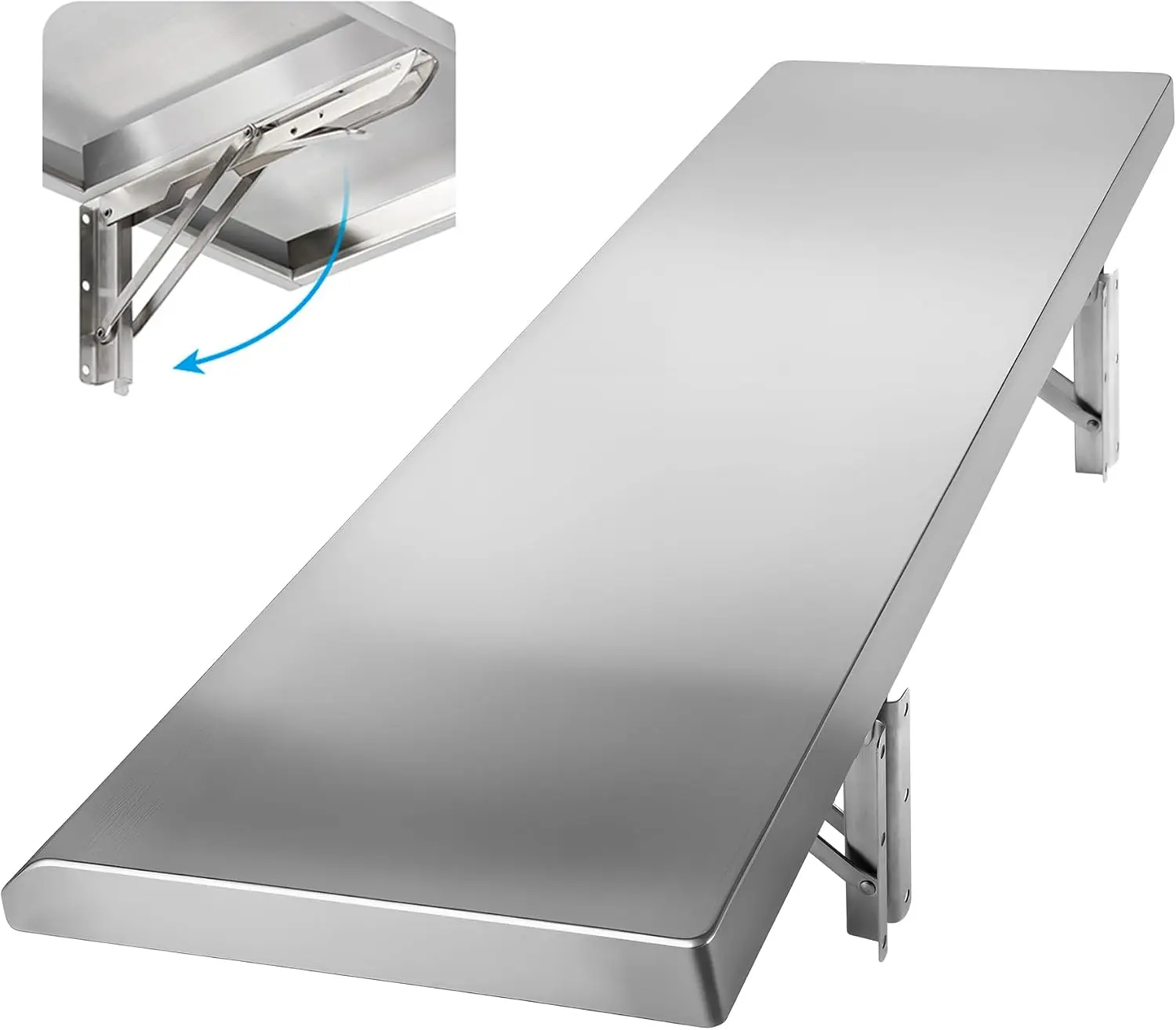 Folding Concession Shelf 48" x 12" for Kitchen, Food Truck, Garage |   Stainless Steel, Heavy Duty Drop Down Folding Serving Food Shelf, Easy to Clean, Space-Saving for Concession Windows