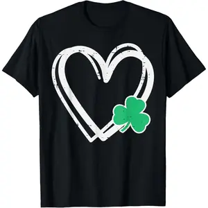 Celebrate Saint Patricks Day With Heart Clover Themed T Shirts For Women Kids And Men Graphic Tees