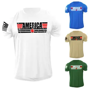 New Men's America Star T Shirt USA Patriotic 100% Cotton Menswear Soft