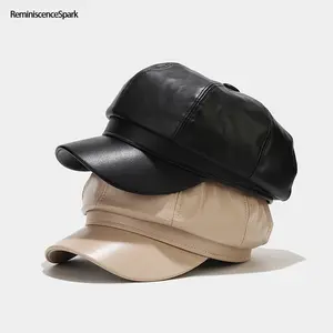 Unisex Black Stylish Newsboy Cap – Breathable Octagonal Beret Artistic Painter Design, Machine Washable Fashionable Accessory Perfect for Fall & Winter Wear