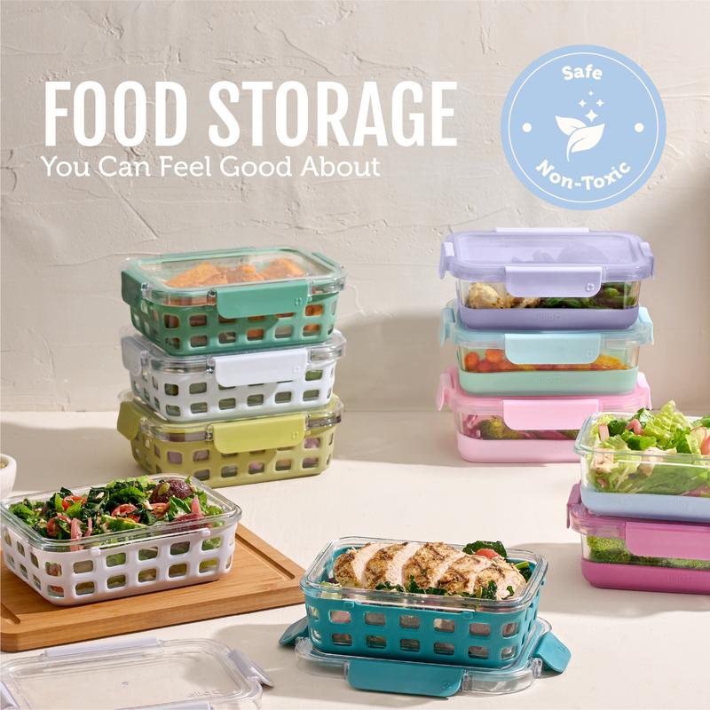 Ello Duraglass™ Meal Prep Containers Set of 5 BPA Free Airtight Food Storage with Leak-Proof Lid Microwave & Oven Safe Kitchen Utensils