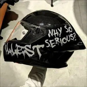 Why So Serious?" Clown-Themed Motorcycle Helmet Decal Set - Durable PET Material, Perfect for DIY Customization