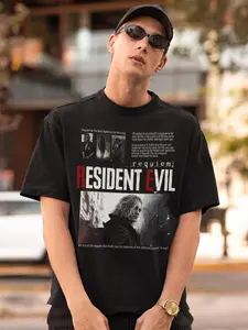 Biohazard Horror Graphic T-Shirt ‍️ Vintage Video Game Aesthetic | Urban Streetwear Tee | Retro Slasher Movie Shirt for Men & Teens