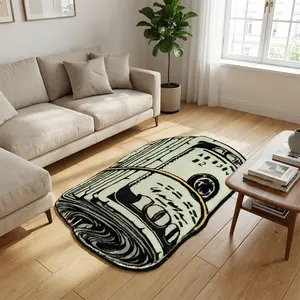 Cartoon Money Rug, Unique Rugs, 1 count soft comfortable rug, creative design of a bundle of cartoon banknotes, gift for boys, room decoration, Ultra Soft & Perfect for US Young TikTokers! suitable for bedroom bedside