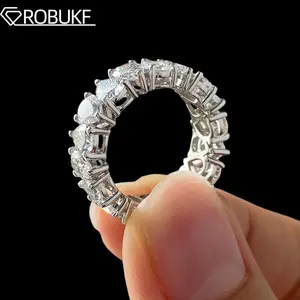 3*5mm Pear Cut Full Eternity Moissanite Stacking Ring Up Side down Wedding Band For Women 925 Sterling Silver Jewelry With GRA